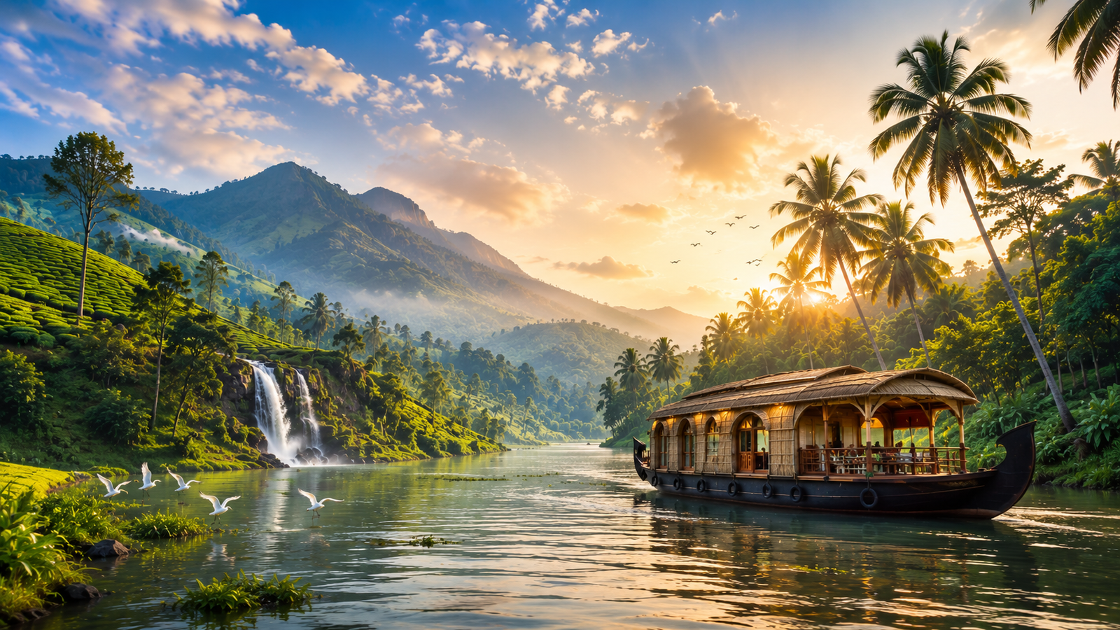 Kerala Scenic Escape - Munnar, Thekkady &amp; Alleppey Houseboat
