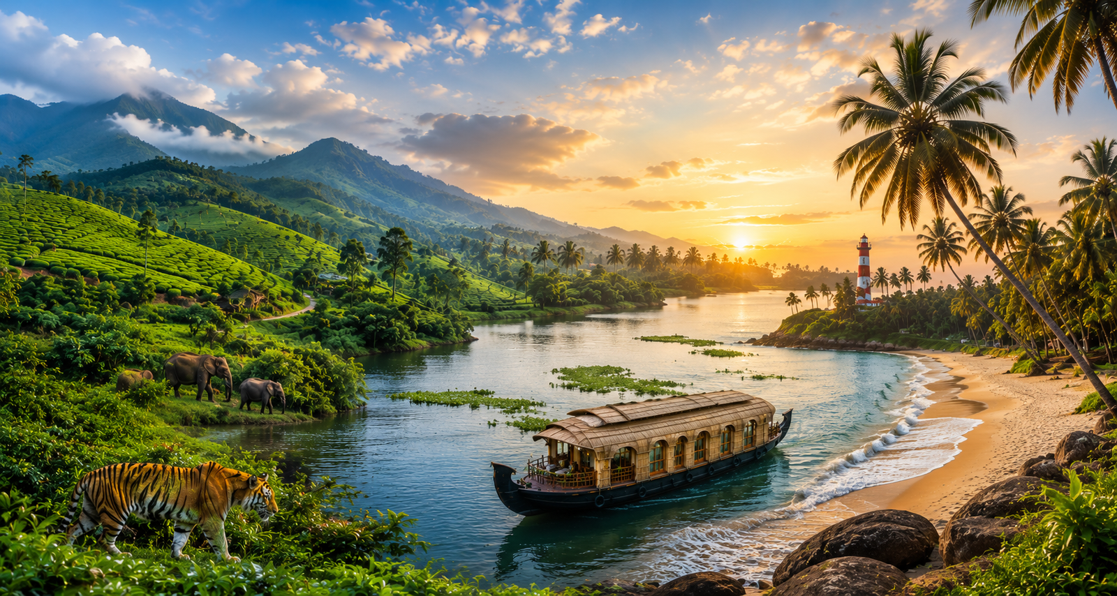 Kerala Grand Escape - Hills, Wildlife, Backwaters &amp;amp; Beach